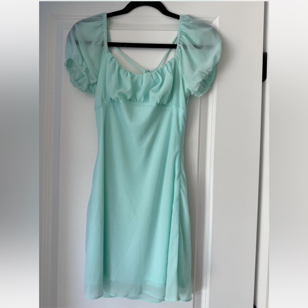 American Threads Mint Green Puff Sleeve Mini